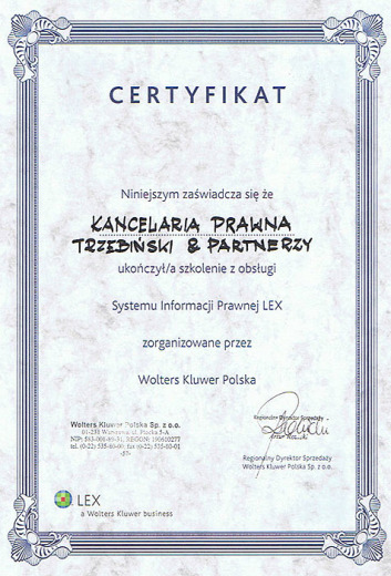 Certyfikat — Wolters Kluwer Polska